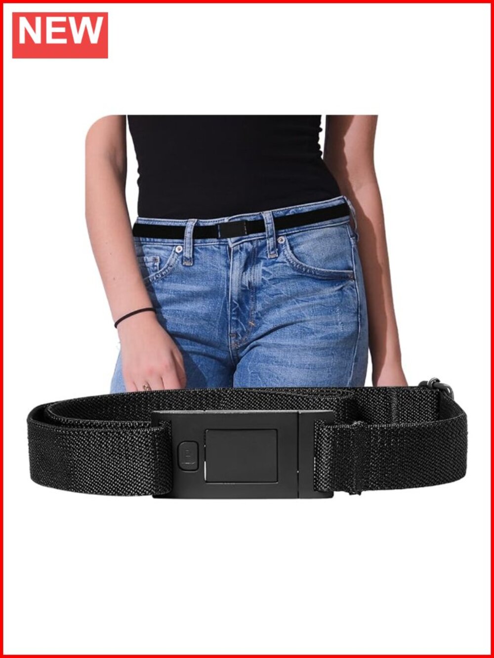 Women's 1 Inch Wide Elastic Stretch Belt No Show Adjustable Fit